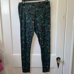 LulaRoe TC Green Floral Leggings